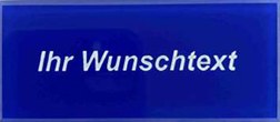 mageschneidertes-schild Plexiglas BLAUER TEXT WEISS