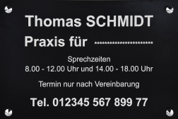 Praxisschilder Schwarzes Aluminium