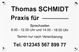 Praxisschilder PVC WEISSER TEXT SCHWARZ