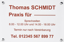Praxisschilder PVC WEISSE TEXT ROT