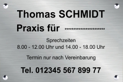 Praxisschilder PVC GLÄNZENDER GRAUER TEXT SCHWARZ