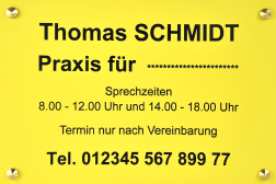 Praxisschilder PVC GELBER TEXT SCHWARZ