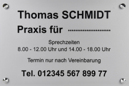 Praxisschilder Plexiglas GRAUER TEXT SCHWARZ