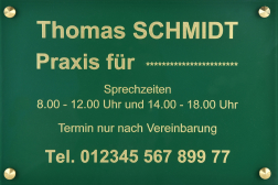 Praxisschilder Plexiglas GRÜNER GOLDENER TEXT